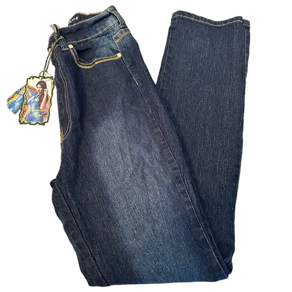 NWT Diamanté Ladies Blue Indigo Stretch Jeans - Picture 1 of 6